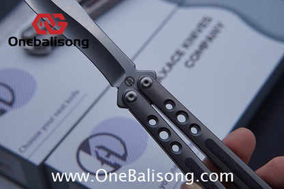 Maxace Snowy Owl Balisong Titanium TC4 Handle Bailu M390 Blade Imported Carbon Horse Patch Bushing
