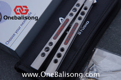 Maxace Snowy Owl Balisong Titanium TC4 Handle Bailu M390 Blade Imported Carbon Horse Patch Bushing