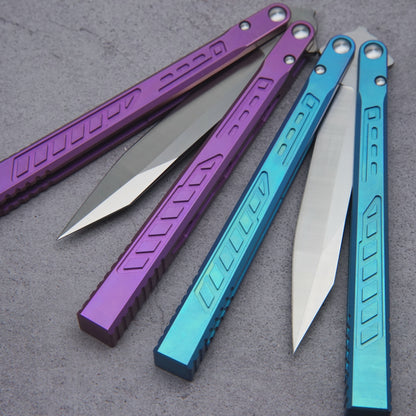 Theone Titanium Falcon Balisong  clone Titanium-handle stainless blade bushing