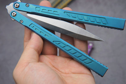 Theone Titanium Falcon Balisong  clone Titanium-handle stainless blade bushing