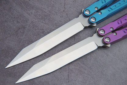 Theone Titanium Falcon Balisong  clone Titanium-handle stainless blade bushing