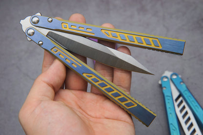 Theone Titanium Falcon Balisong  clone Titanium-handle stainless blade bushing