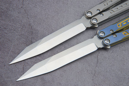 Theone Titanium Falcon Balisong  clone Titanium-handle stainless blade bushing