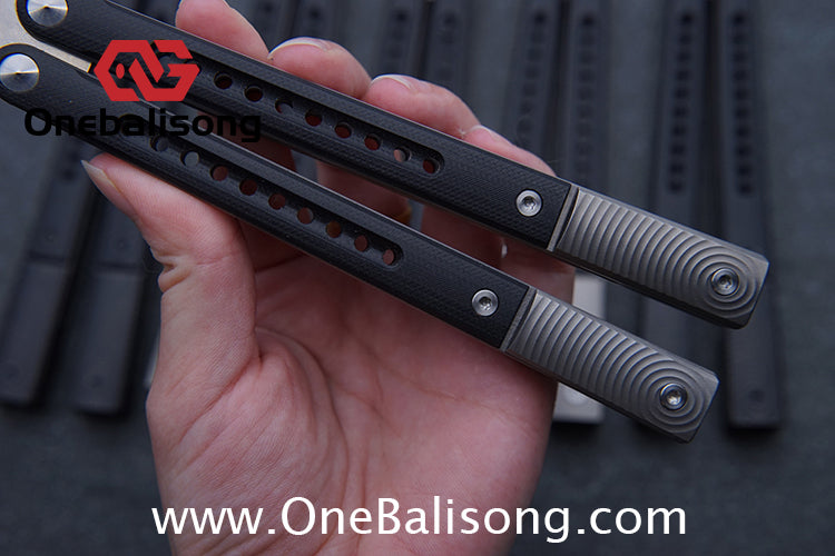 JK Litetech Clone Balisong Titanium Alloy Lining G10 Patch Handle Stainless Steel Blade Bushing