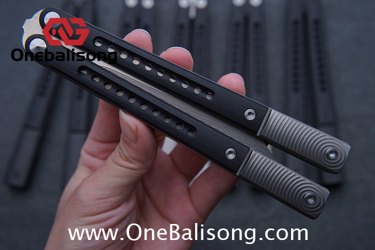 JK Litetech Clone Balisong Titanium Alloy Lining G10 Patch Handle Stainless Steel Blade Bushing