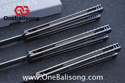 Blue River Sandwich Titanium Kraken Balisong TC4 Titanium Alloy Handle Fake Blade Bushing