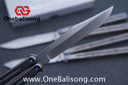 Blue River Sandwich Titanium Kraken Balisong TC4 Titanium Alloy Handle Fake Blade Bushing