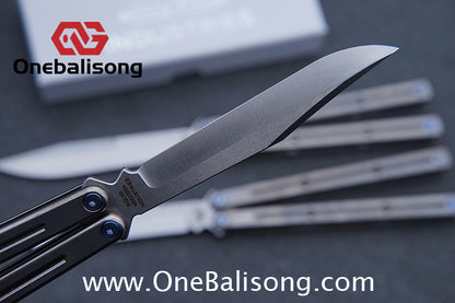 Blue River Sandwich Titanium Kraken Balisong TC4 Titanium Alloy Handle Fake Blade Bushing