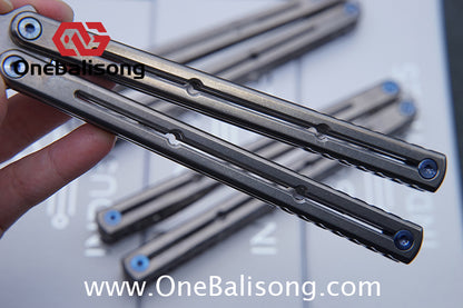 Blue River Sandwich Titanium Kraken Balisong TC4 Titanium Alloy Handle Fake Blade Bushing