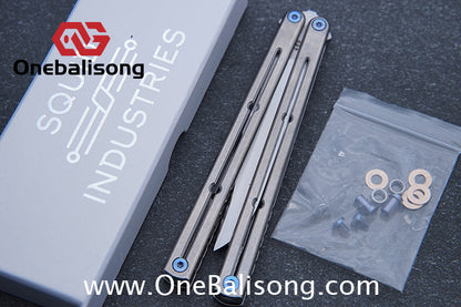Blue River Sandwich Titanium Kraken Balisong TC4 Titanium Alloy Handle Fake Blade Bushing