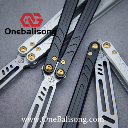 Baliplus New Aluminum Channel BB Barebones Balisong Clone 7075 Aluminum Alloy Handle 420 Stainless Steel Blade Bushing
