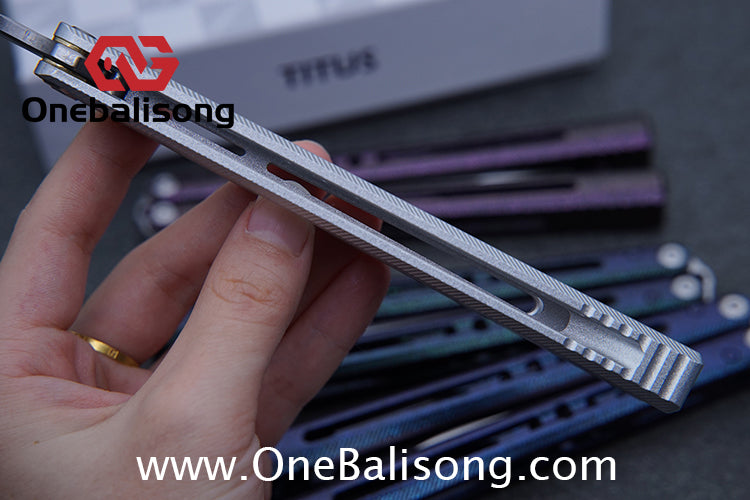 TITUS Vixen Ceramic Version Clone Balisong 7075 Aluminum Alloy Handle Stainless Steel Fake Blade Bushing