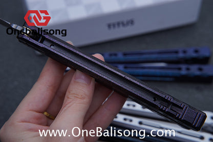 TITUS Sirius Ceramic Version Balisong Clone 7075 Aviation Aluminum Alloy Handle 5cr13Mov/14C28N Stainless Steel Fake Blade Bushing