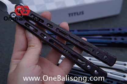 TITUS Sirius Ceramic Version Balisong Clone 7075 Aviation Aluminum Alloy Handle 5cr13Mov/14C28N Stainless Steel Fake Blade Bushing