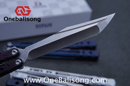 TITUS Sirius Ceramic Version Balisong Clone 7075 Aviation Aluminum Alloy Handle 5cr13Mov/14C28N Stainless Steel Fake Blade Bushing