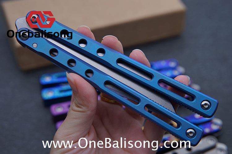 Theone Regime Balisong Titanium Alloy Handle Stainless Steel Live Blade One-piece structure Bushing