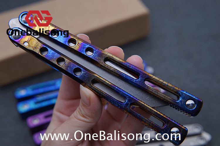 Theone Regime Balisong Titanium Alloy Handle Stainless Steel Live Blade One-piece structure Bushing