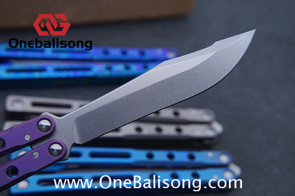 Theone Regime Balisong Titanium Alloy Handle Stainless Steel Live Blade One-piece structure Bushing