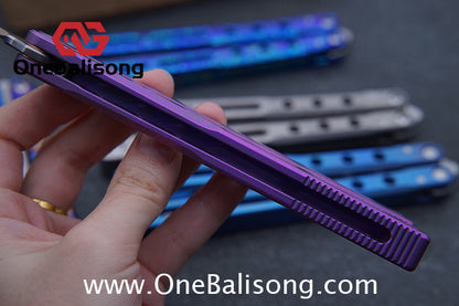 Theone Regime Balisong Titanium Alloy Handle Stainless Steel Live Blade One-piece structure Bushing