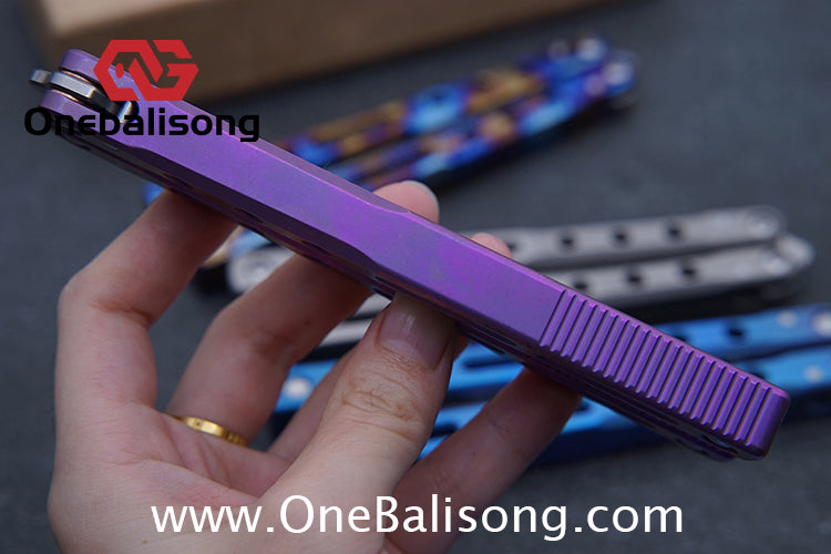 Theone Regime Balisong Titanium Alloy Handle Stainless Steel Live Blade One-piece structure Bushing