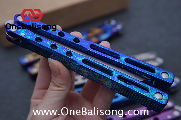 Theone Regime Balisong Titanium Alloy Handle Stainless Steel Live Blade One-piece structure Bushing