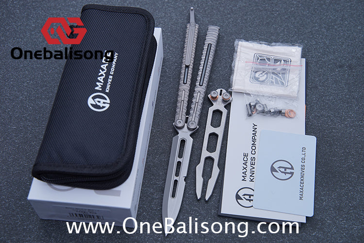 Maxace Obsidian Balisong Titanium Integrated Handle Bailu M390 Blade Integrated Structure Bushing