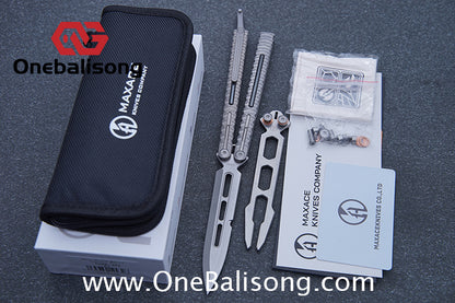Maxace Obsidian Balisong Titanium Integrated Handle Bailu M390 Blade Integrated Structure Bushing