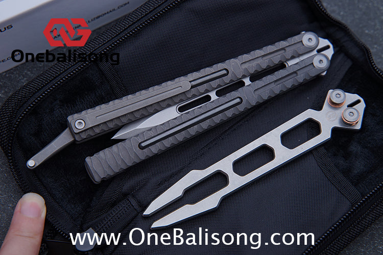 Maxace Obsidian Balisong Titanium Integrated Handle Bailu M390 Blade Integrated Structure Bushing