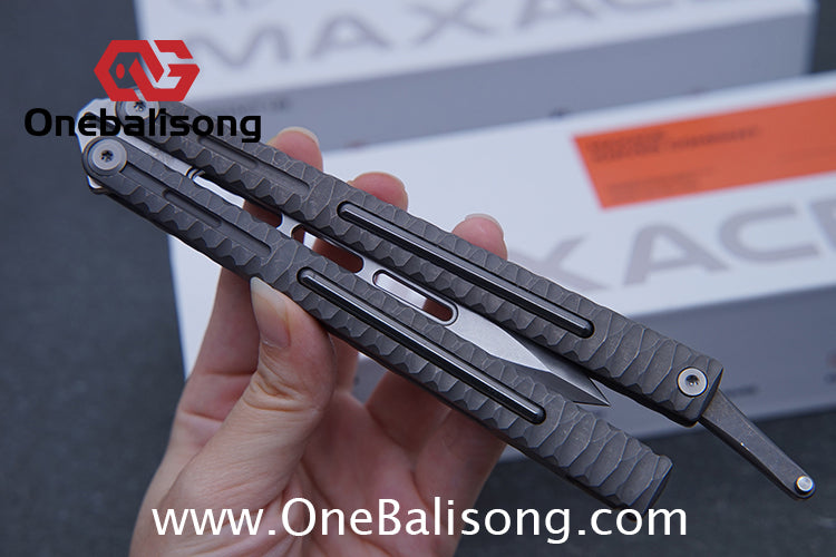 Maxace Obsidian Balisong Titanium Integrated Handle Bailu M390 Blade Integrated Structure Bushing