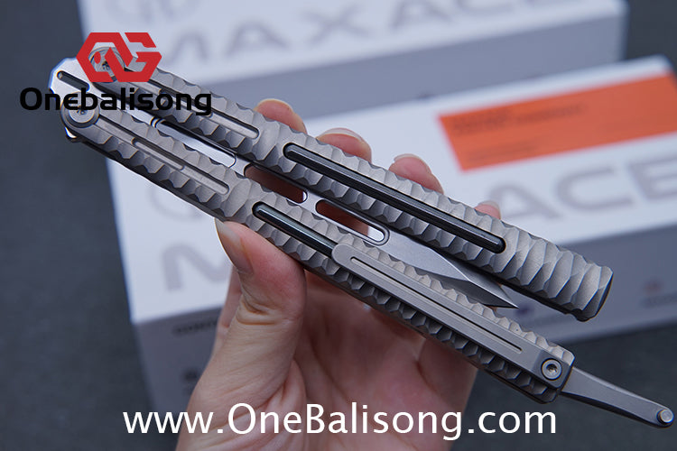 Maxace Obsidian Balisong Titanium Integrated Handle Bailu M390 Blade Integrated Structure Bushing