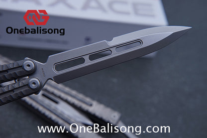 Maxace Obsidian Balisong Titanium Integrated Handle Bailu M390 Blade Integrated Structure Bushing