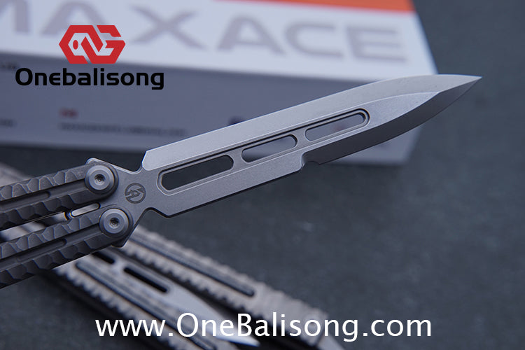 Maxace Obsidian Balisong Titanium Integrated Handle Bailu M390 Blade Integrated Structure Bushing