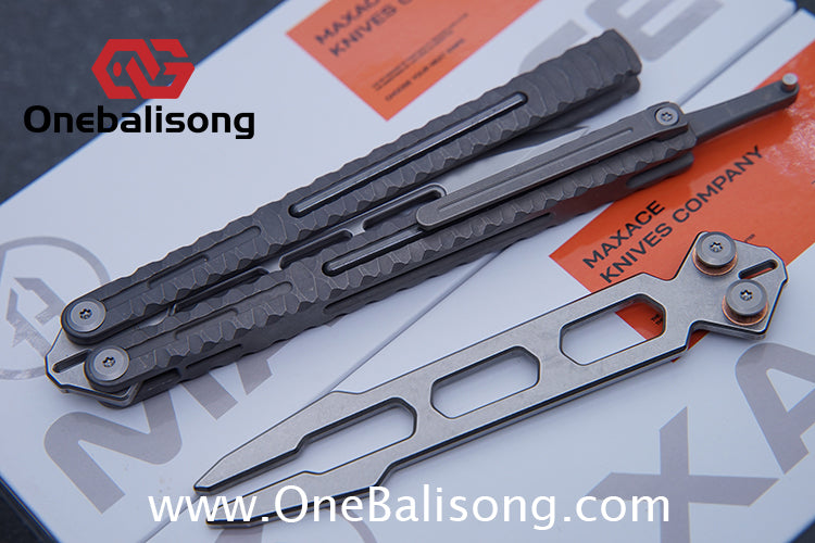 Maxace Obsidian Balisong Titanium Integrated Handle Bailu M390 Blade Integrated Structure Bushing