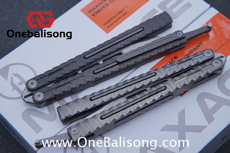 Maxace Obsidian Balisong Titanium Integrated Handle Bailu M390 Blade Integrated Structure Bushing
