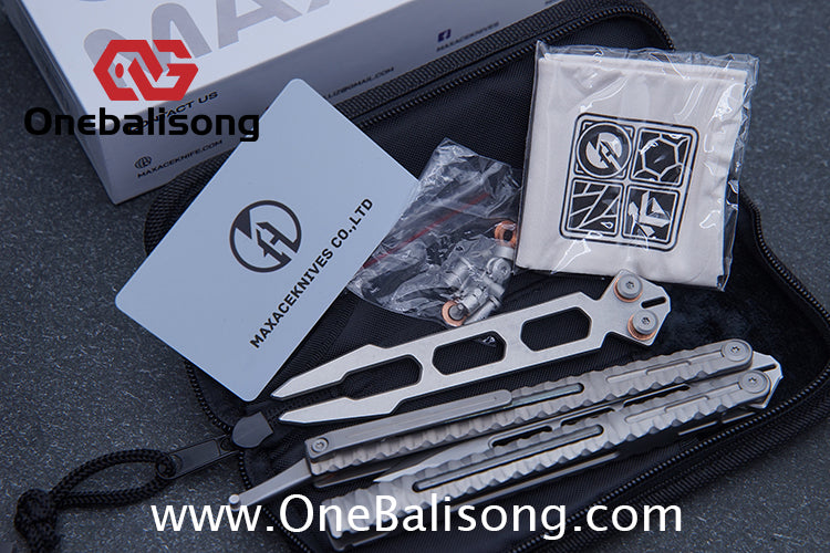 Maxace Obsidian Balisong Titanium Integrated Handle Bailu M390 Blade Integrated Structure Bushing