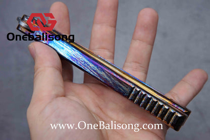 theone viper clone Titanium handle Damascus blade bushing One-piece structure
