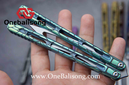theone viper clone Titanium handle Damascus blade bushing One-piece structure