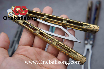 theone viper clone Titanium handle Damascus blade bushing One-piece structure