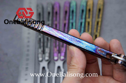 theone viper clone Titanium handle Damascus blade bushing One-piece structure
