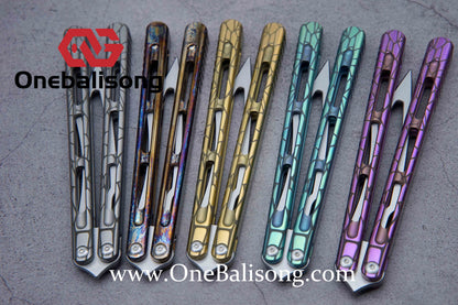 theone viper clone Titanium handle Damascus blade bushing One-piece structure
