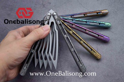 theone viper clone Titanium handle Damascus blade bushing One-piece structure