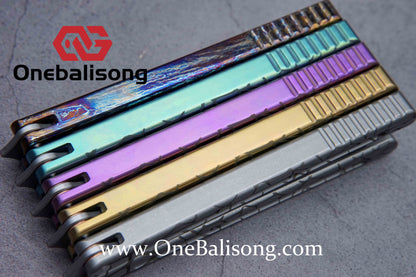 theone viper clone Titanium handle Damascus blade bushing One-piece structure