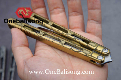 theone viper clone Titanium handle Damascus blade bushing One-piece structure