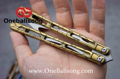 theone viper clone Titanium handle Damascus blade bushing One-piece structure