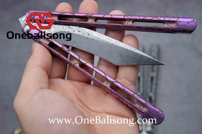 theone viper clone Titanium handle Damascus blade bushing One-piece structure