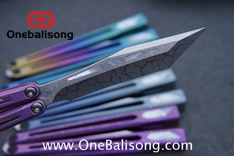 Asgard Slash God Balisong Titanium Alloy Handle Stainless Steel Blade Bushing