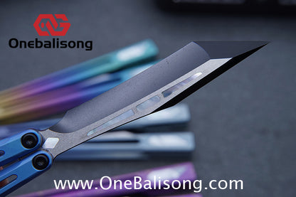 Asgard Slash God Balisong Titanium Alloy Handle Stainless Steel Blade Bushing