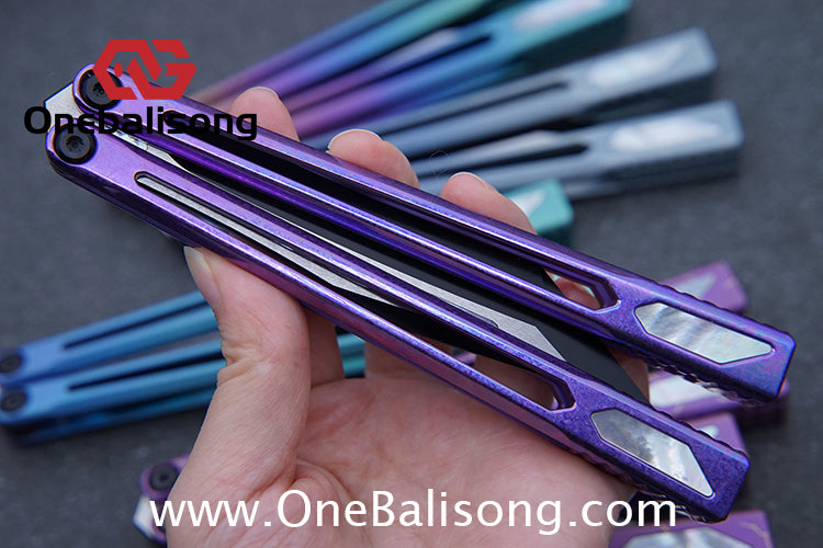Asgard Slash God Balisong Titanium Alloy Handle Stainless Steel Blade Bushing