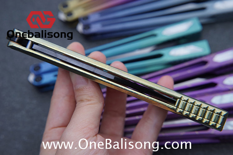 Asgard Slash God Balisong Titanium Alloy Handle Stainless Steel Blade Bushing