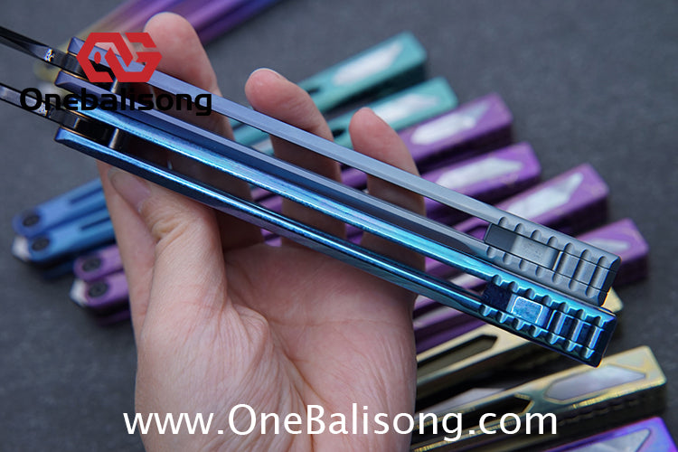 Asgard Slash God Balisong Titanium Alloy Handle Stainless Steel Blade Bushing
